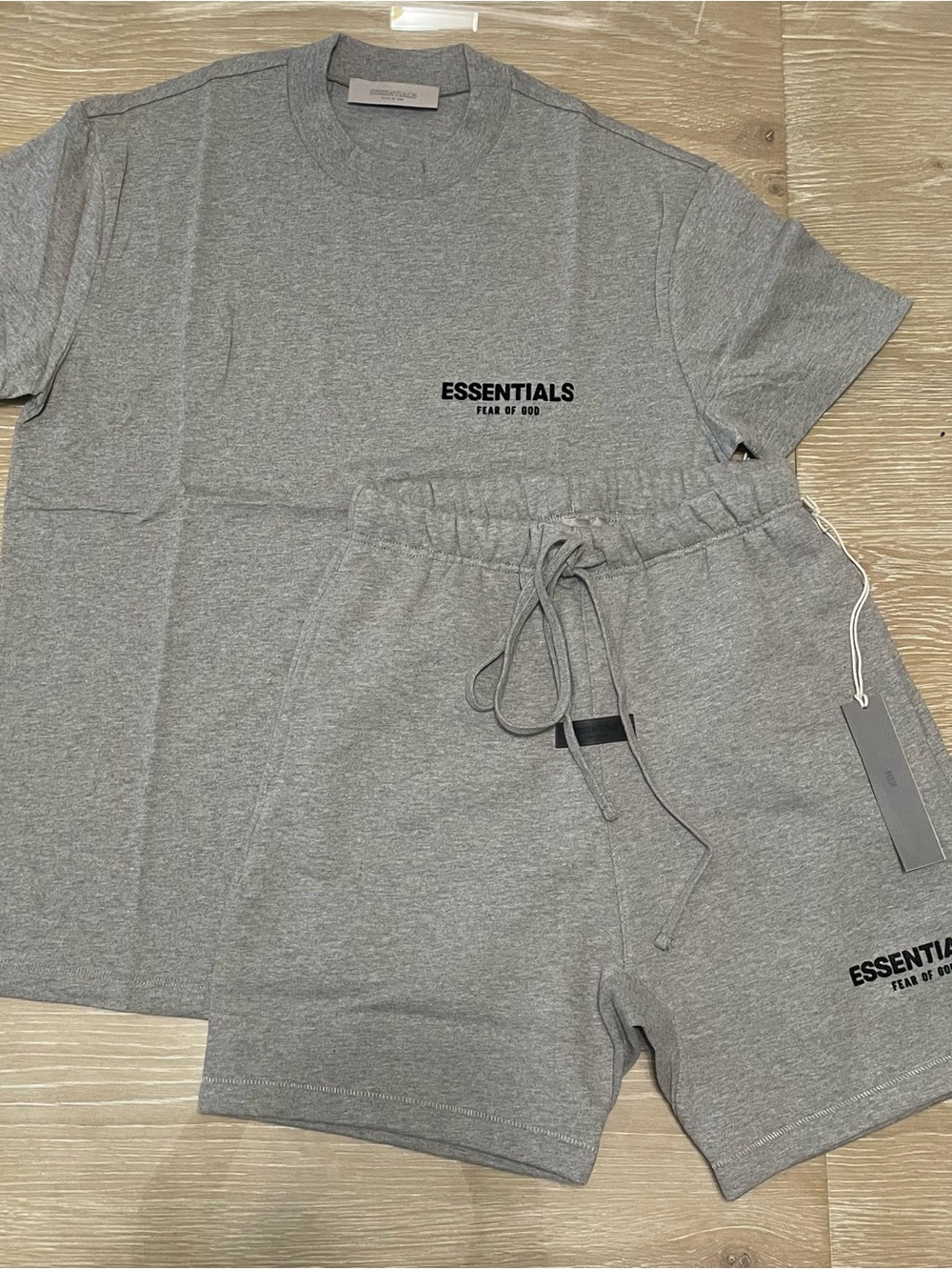 ESSENTIALS Men’s Gray Logo Athletic Shorts